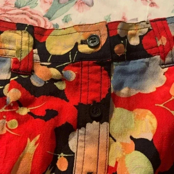 🌟HP NWT Loft Women’s Flower Pattern Skirt Size Medium Petite Buttons and Pockets - Picture 8 of 12